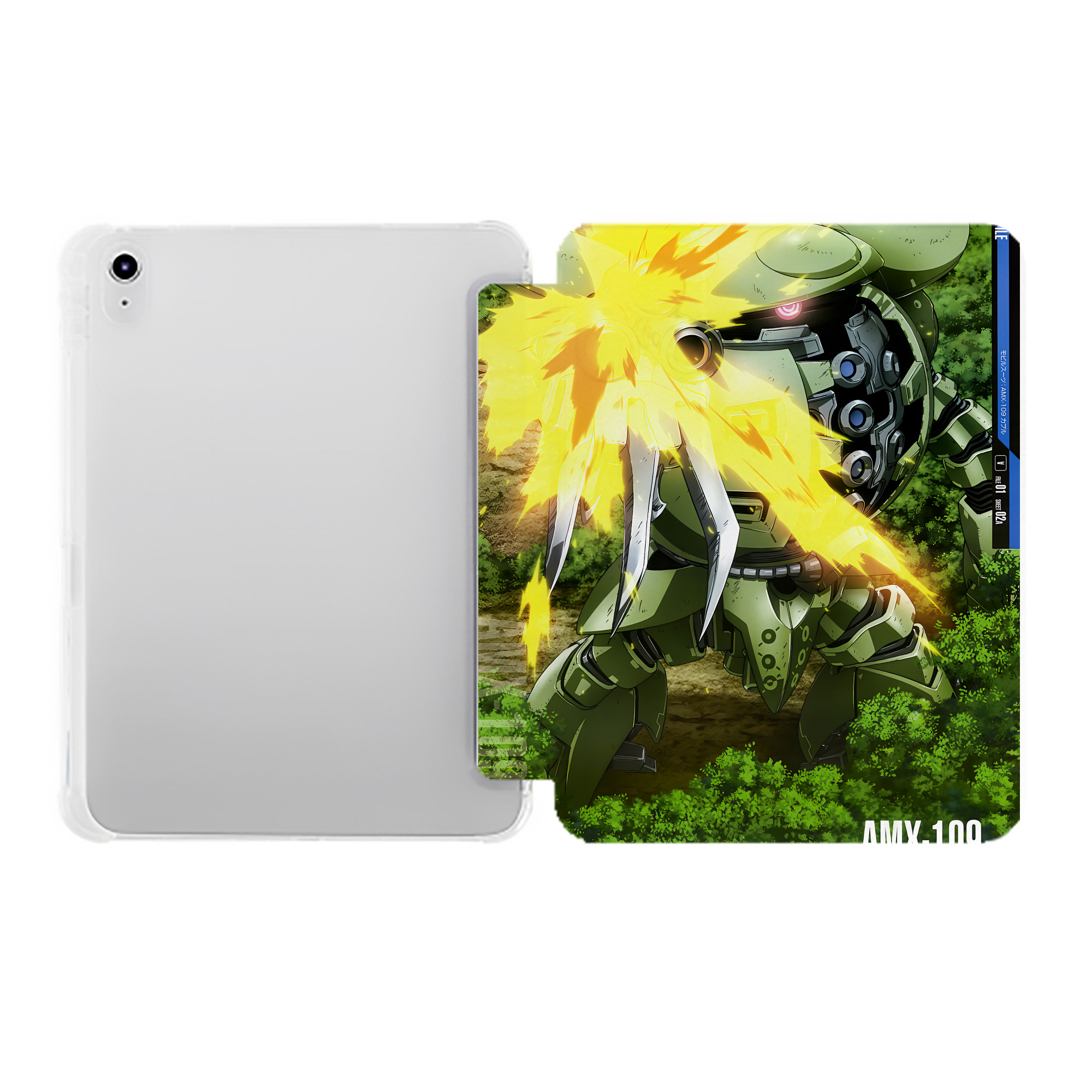 （画像用） 機動戦士ガンダム Mobile Suit Gundam IPad ケース ペン収納付き 三つ折りスタンド PUレザー×シリコン 対応機種9.5/10.5/10.9インチ